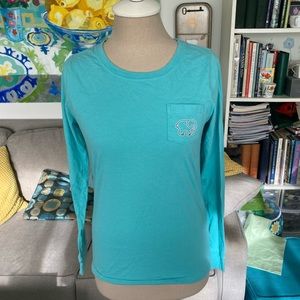 IVORY ELLA Long Sleeve Tee Shirt S Turquoise VGUC